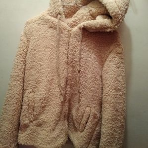 Fuzzy Teddy Bear Sherpa Zip Up Jacket